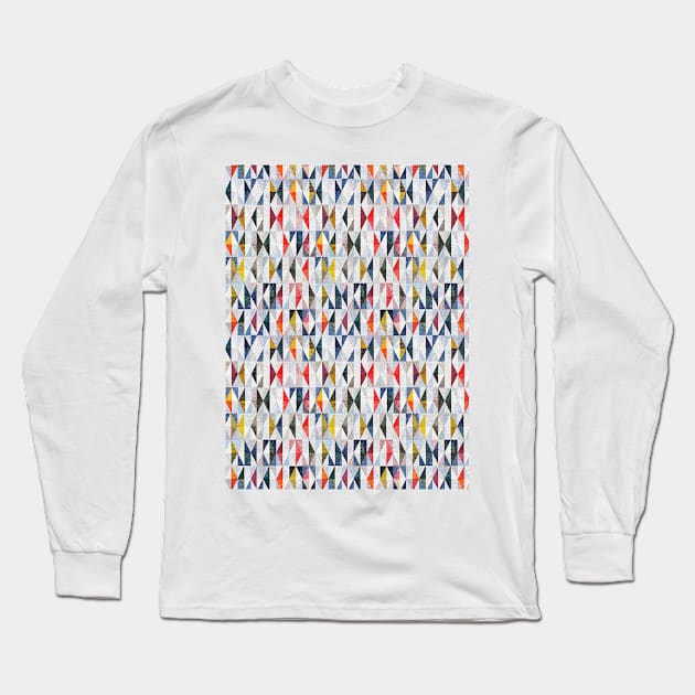 Colourful Mosaic with Triangles and Diamonds Long Sleeve T-Shirt by IAKUKI